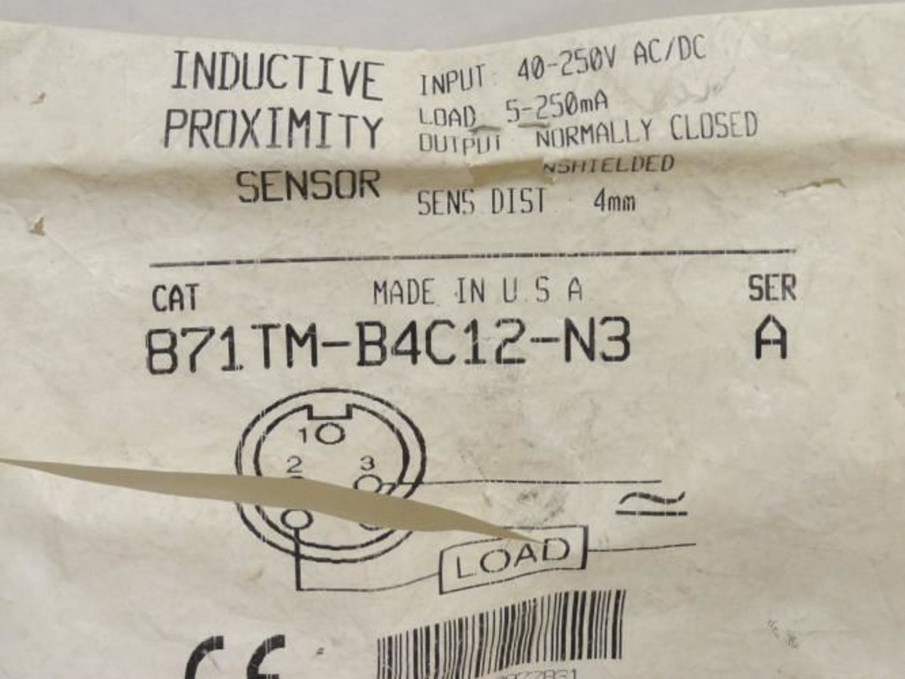 Allen-Bradley 871TM-B4C12-N3; Prox Sensor SS-Tube; 40-250VAC/DC