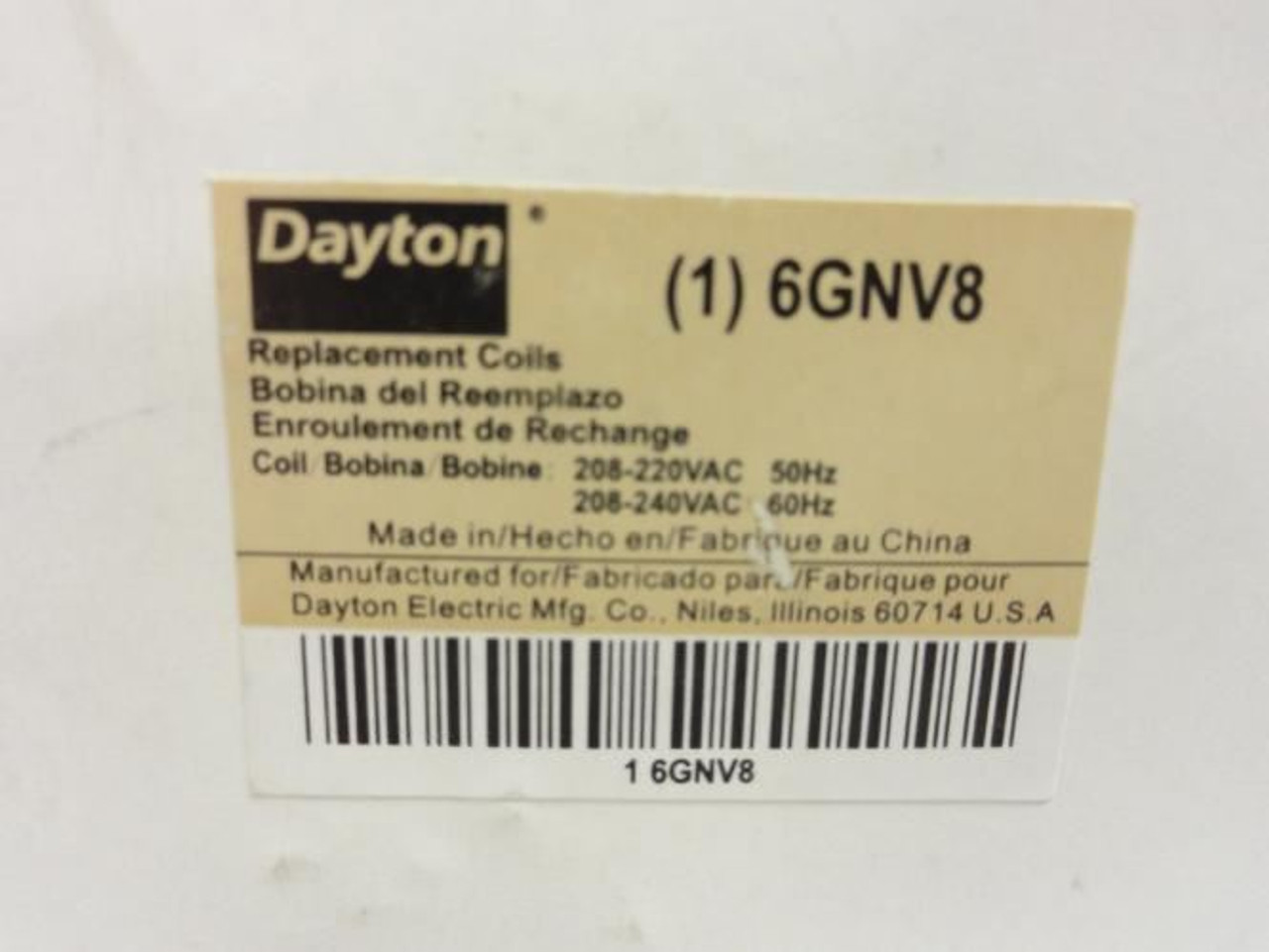 Dayton 6GNV8 ; Contactor Coil 208-240VAC