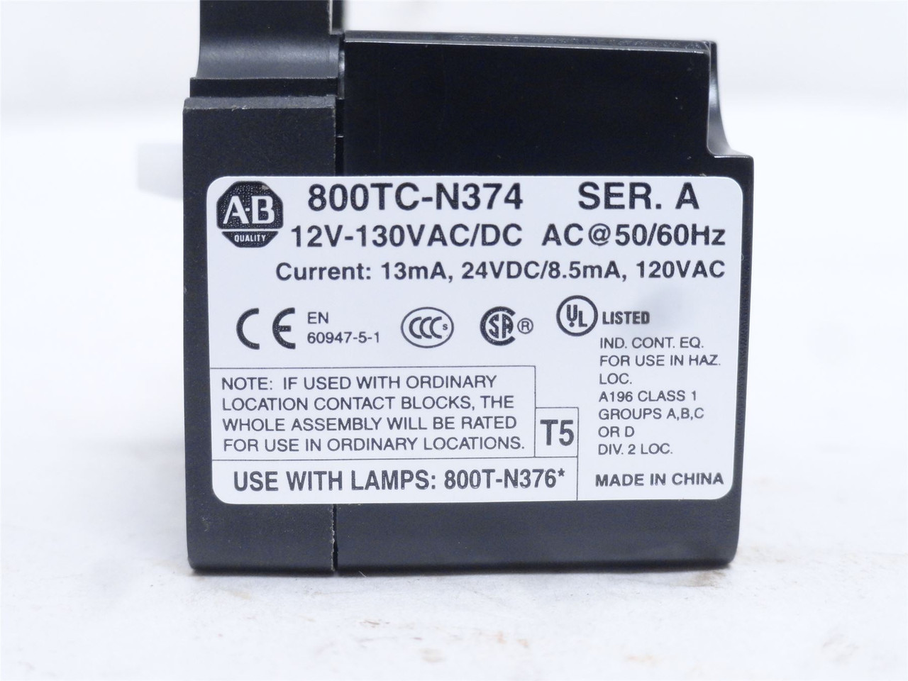 Allen-Bradley 800TC-N374; Universal LED Power Module; 12-130V