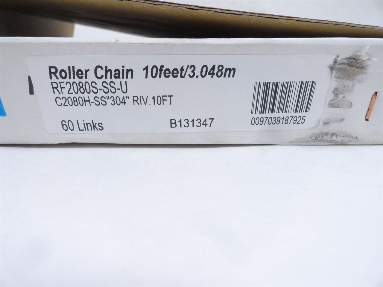 Tsubaki RF2080S-SS-U; Double Pitch Chain; SS; #80; 10' Long