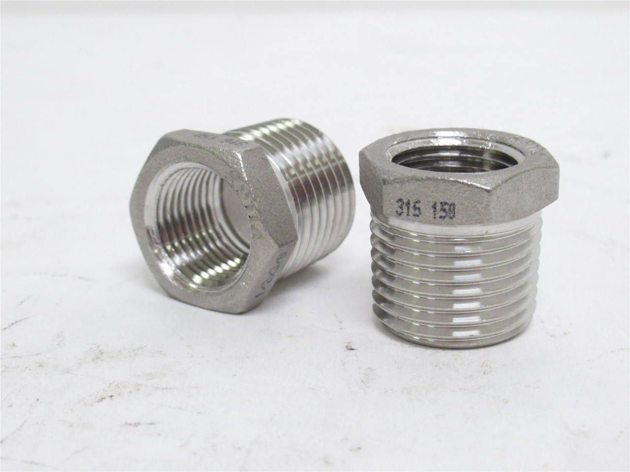 Industry-Std 1RTR3; Lot-2 Reducer Bushing SS-316 1/2 x 3/8NPT