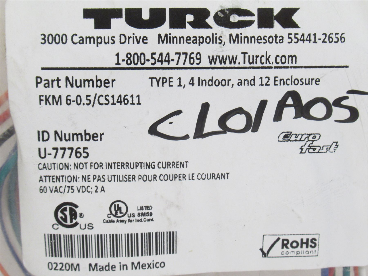 Turck FKM6-0.5/CS14611; Receptacle connector  ID# U-77765