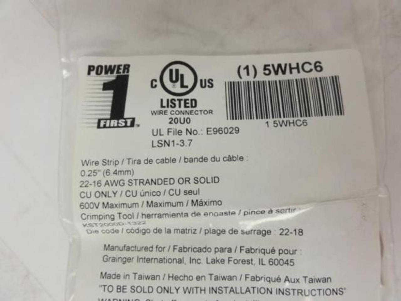 Power First 5WHC6; Fork Terminal; 22 to 16 AWG; PK100
