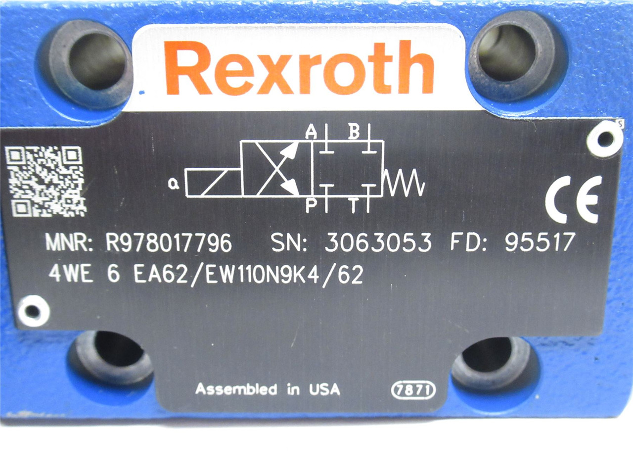 Rexroth R978017796; Directional Valve; 4WE6EA62/EW110N9K4
