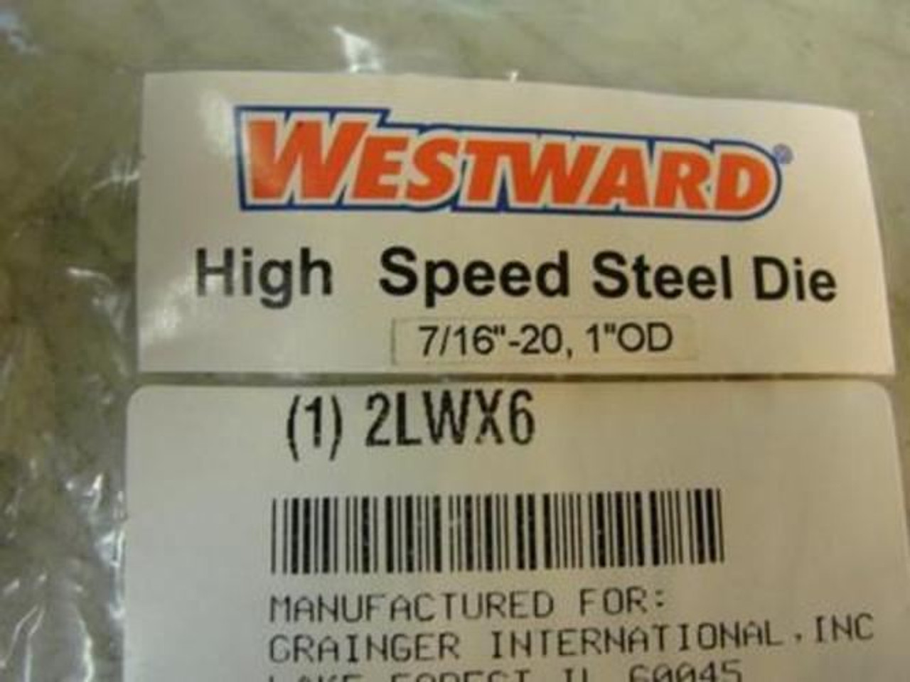 Westward 2LWX6; Round Solid Die; 7/16"-20; Right Hand