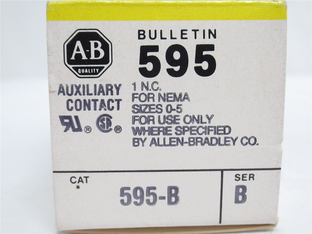 Allen-Bradley 595-B; Aux Contact; 1-NC; Size: 0-5; 600VAC