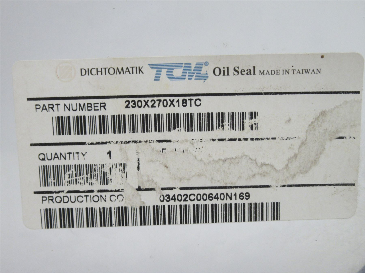 Dichtomatik 230X270X18TC; Oil Seal 230 ID x 270 OD x 18mm Wide