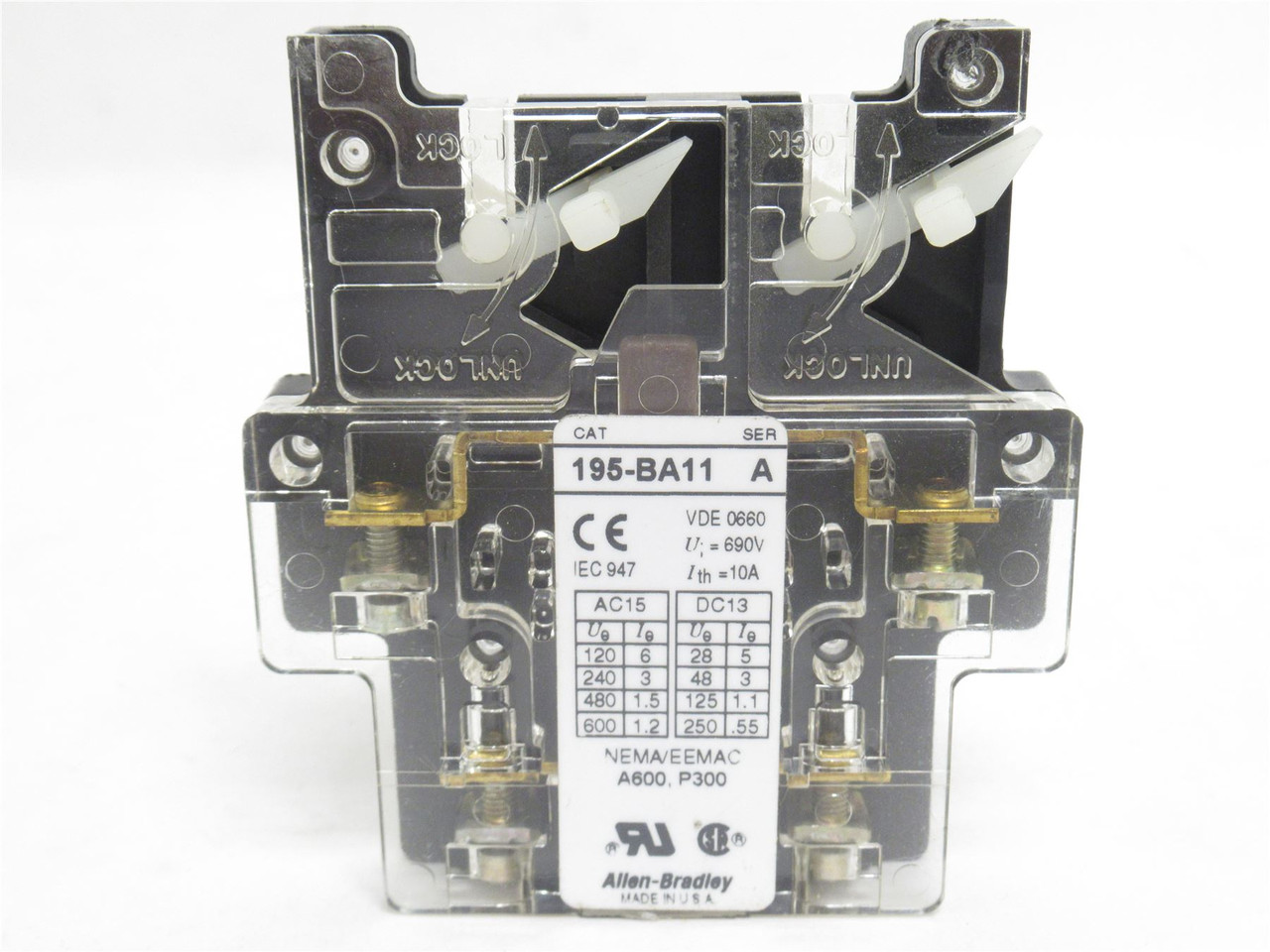 Allen-Bradley 195-BA11; Auxiliary Contact; 10A; 660VAC