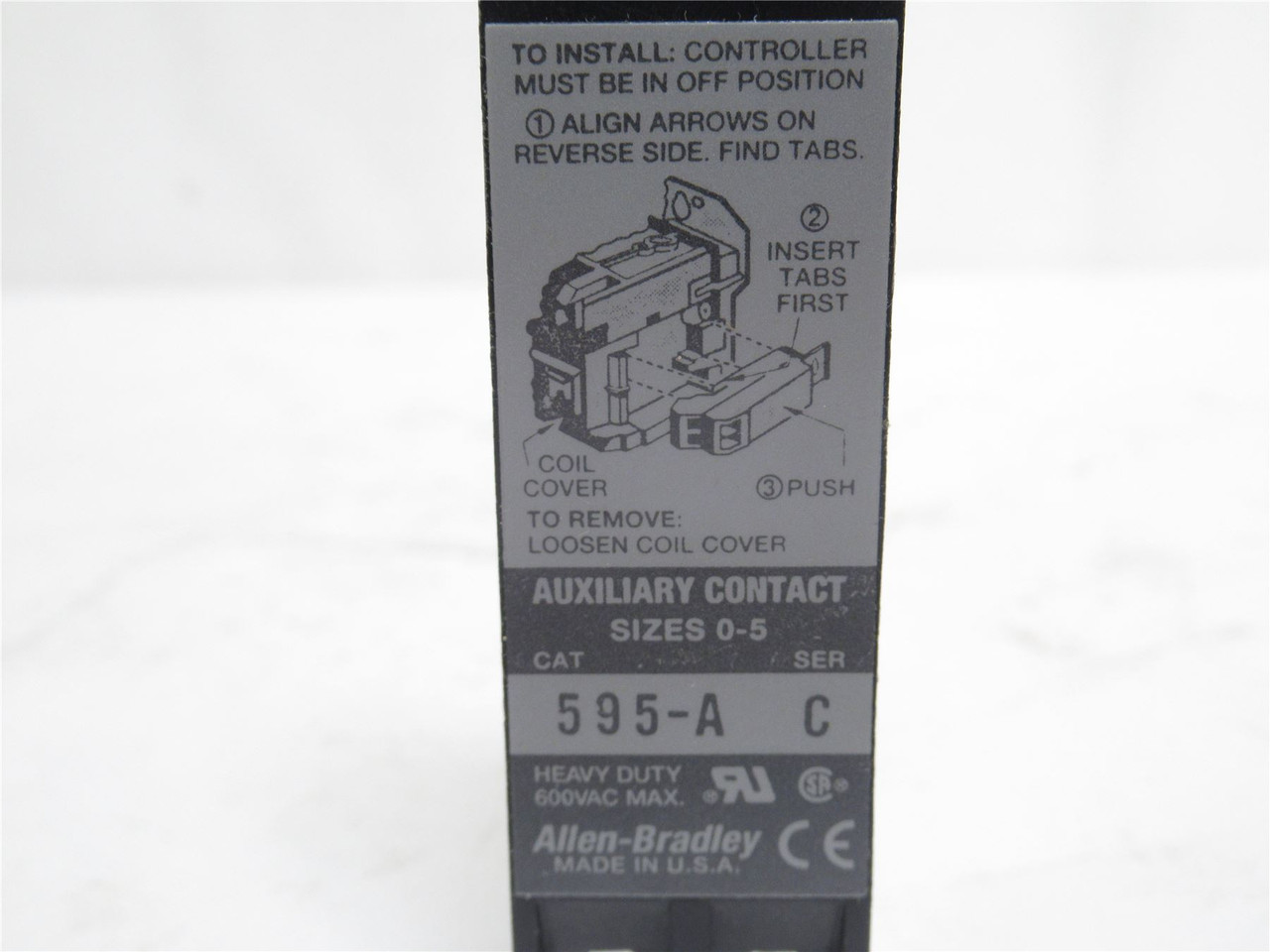 Allen-Bradley 595-A; Aux Contact; 1-NO; Size: 0-5; 600VAC