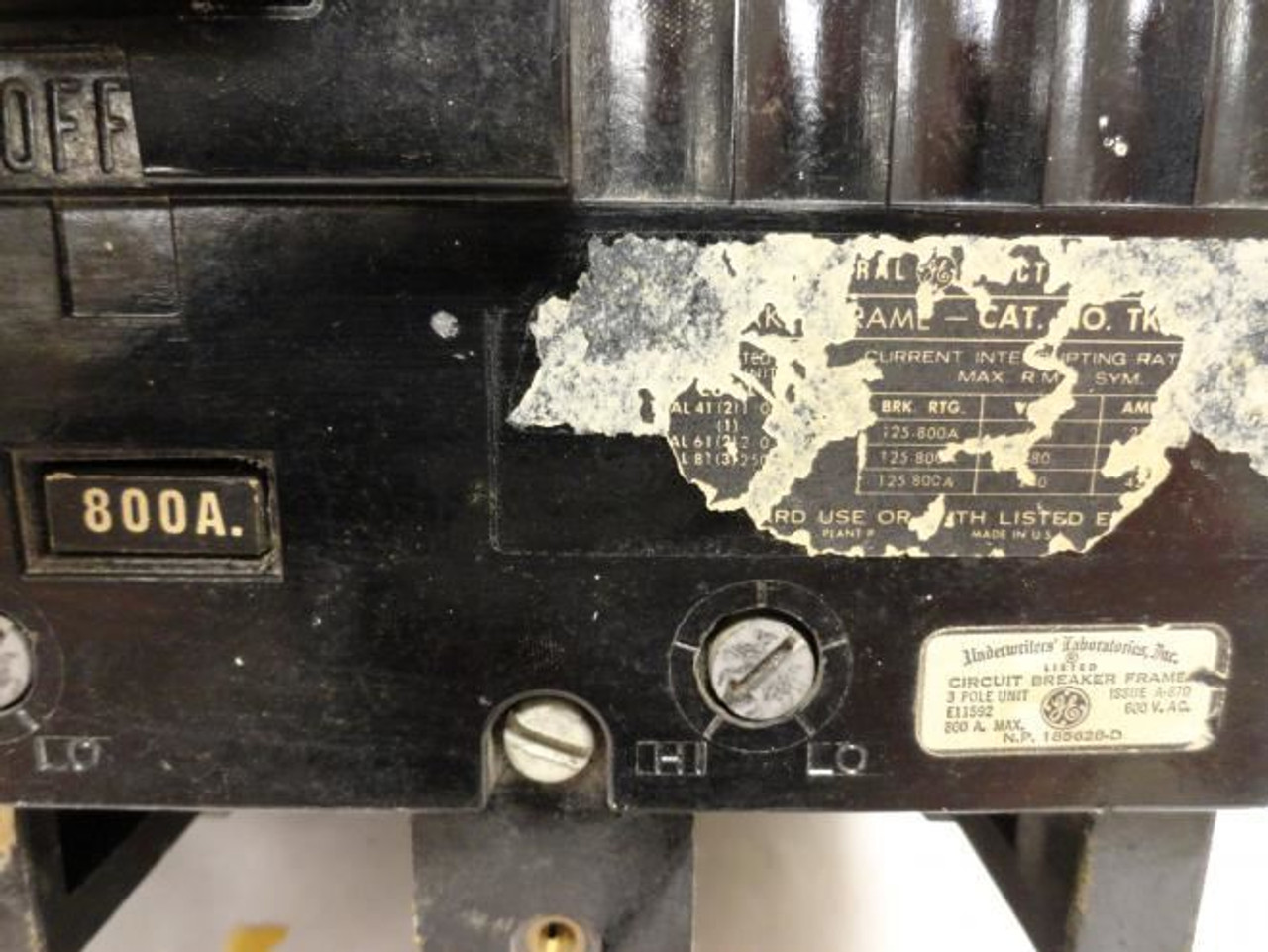 GE TK3800A600; Circuit Breaker; 800 Amp; 3 Pole; 600V