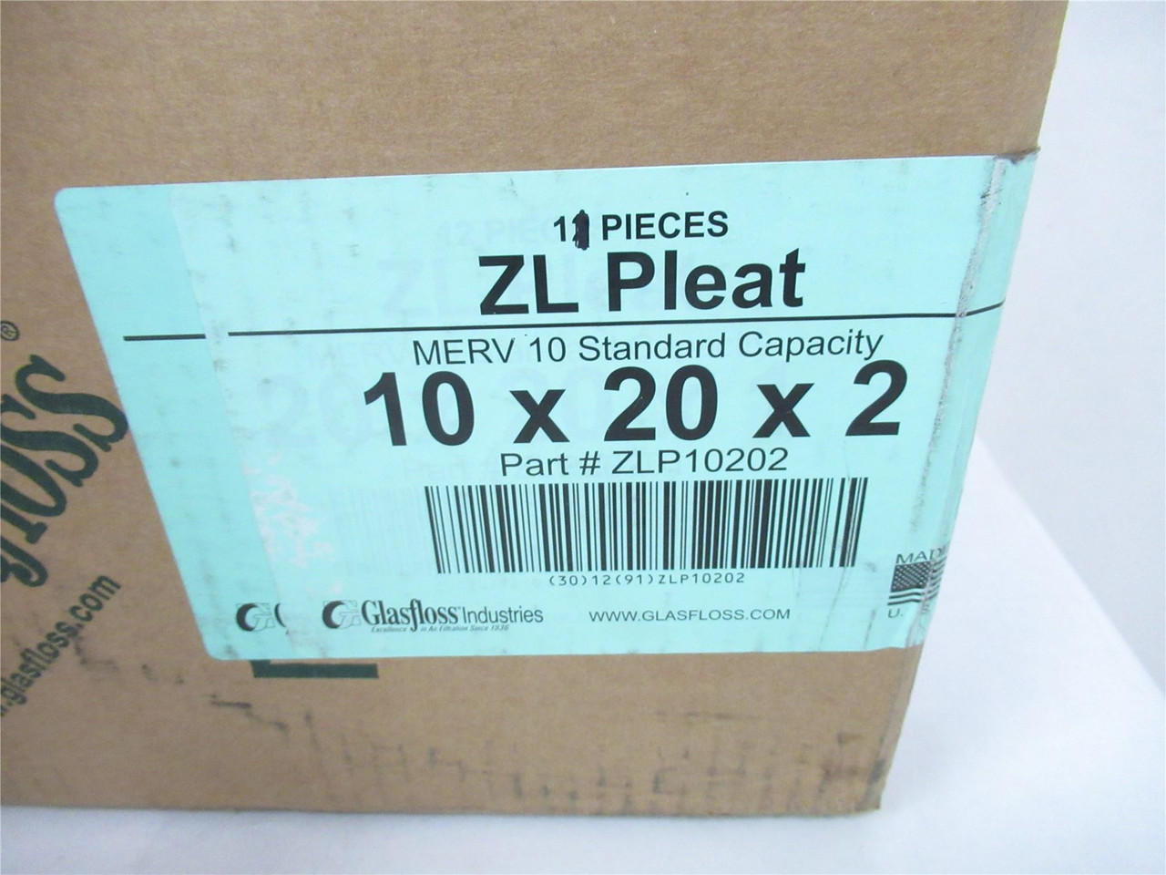 Glassfloss ZL10x20x2; Lot-11 Air Filters  10"x20"x2"