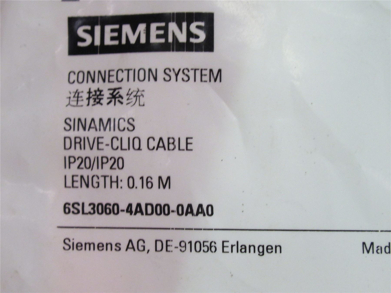 Siemens 6SL3060-4AD00-0AA0; Drive-CLIQ Cable; 0.16M L