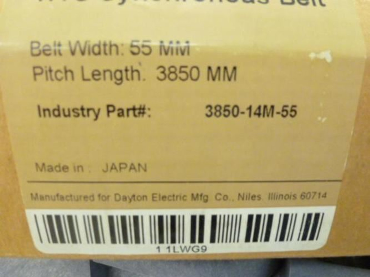 Dayton 1LWG9; Gearbelt; Bando HTS 3850-14M-55 Dayton 1LWG9; Gearbelt; Bando HTS 3850-14M-55