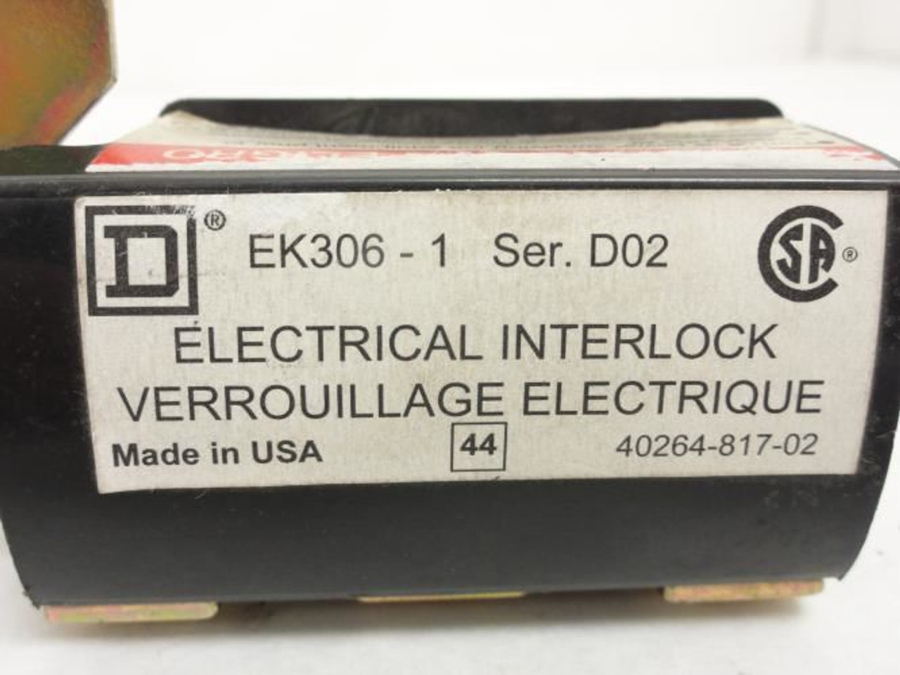 Square D EK3061; Electrical Interlock; SPDT; 60A; 1-NO; 1-NC