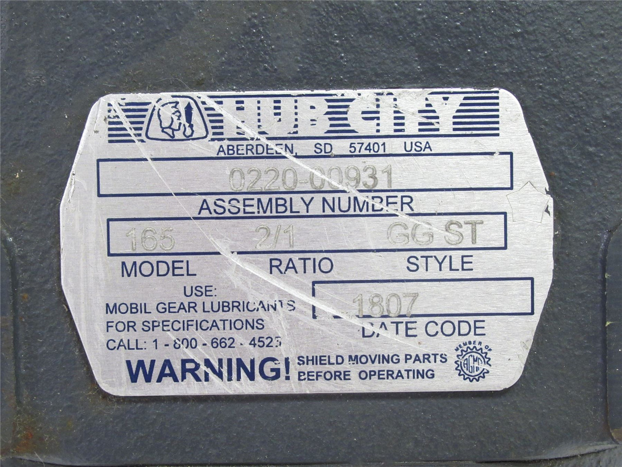 Hub City 0220-00931; Right Angle Bevel Speed Reducer; 2:1