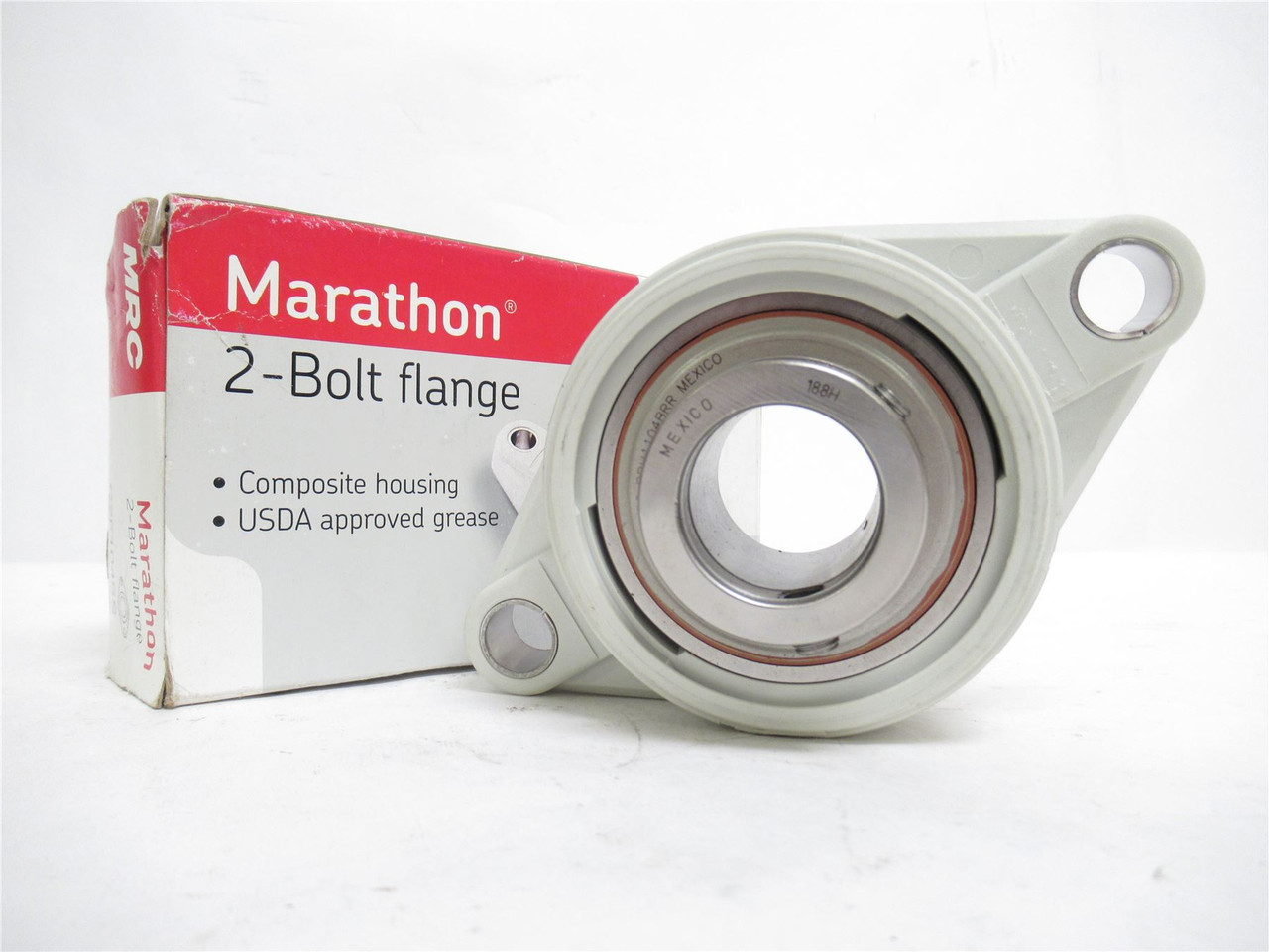 MRC C2F104SS; Plastic Flange Bearing; 1-1/4"ID; 2-Bolt Mount