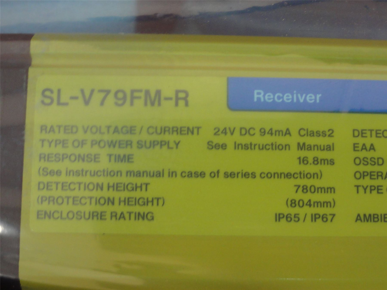 Keyence SL-V79FM; Safety Light Curtain; 79 Optical Axes