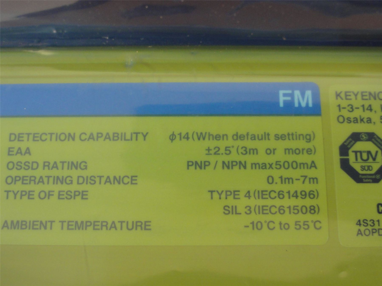 Keyence SL-V79FM; Safety Light Curtain; 79 Optical Axes