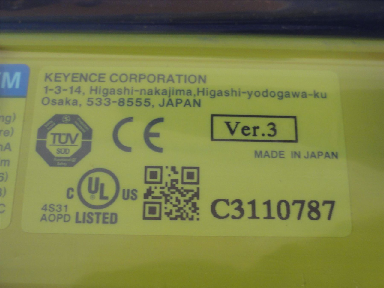 Keyence SL-V79FM; Safety Light Curtain; 79 Optical Axes