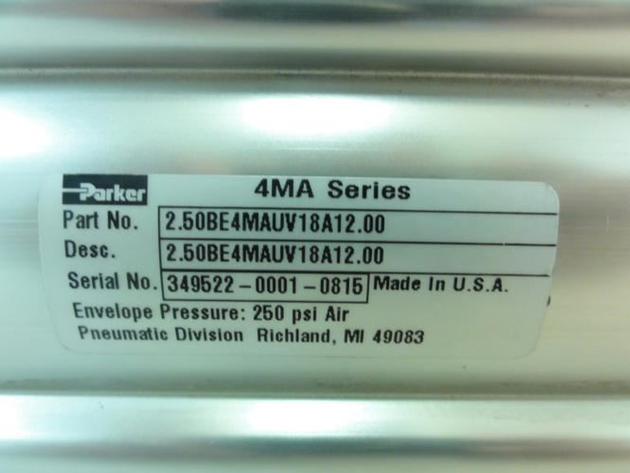 Parker 2.50BE4MAUV18A12.00; Air Cylinder; 2.5"ID x 12"Stroke Parker 2.50BE4MAUV18A12.00; Air Cylinder; 2.5"ID x 12"Stroke