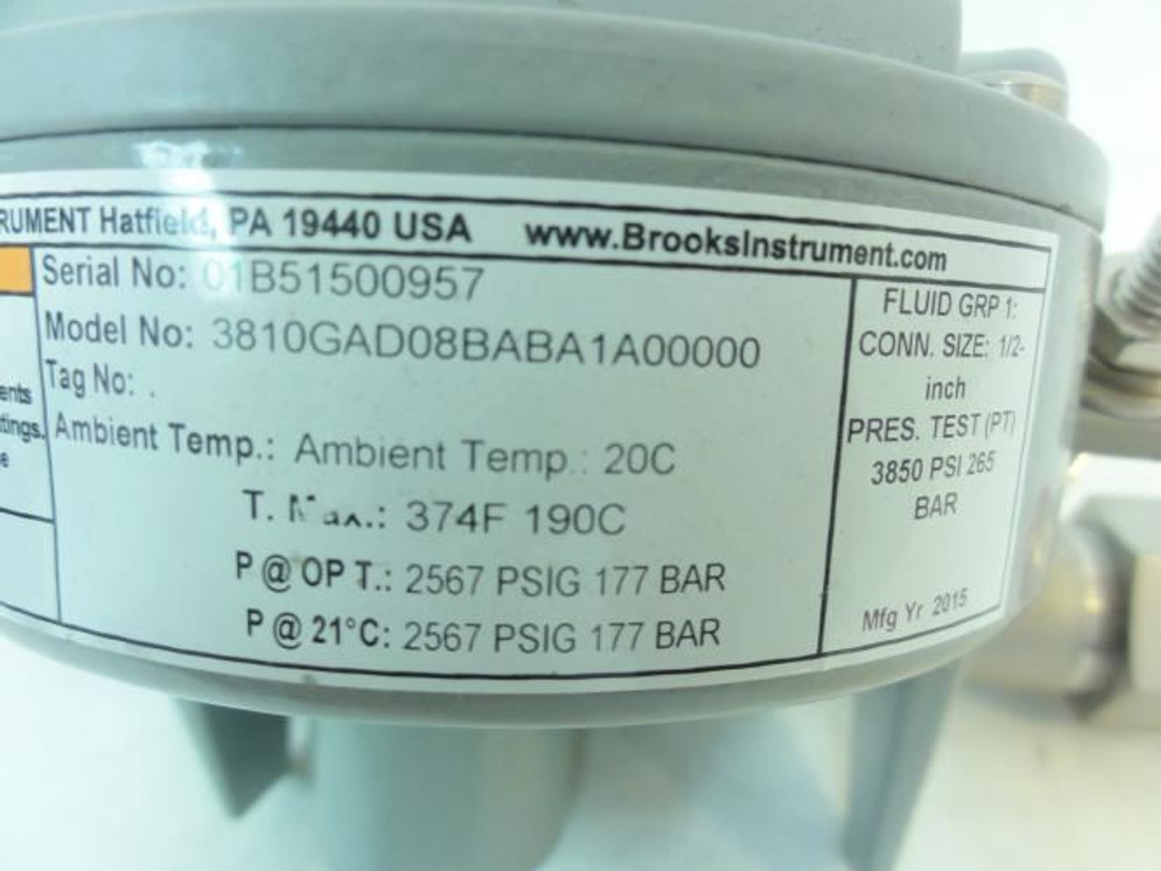 Brook Instrument 3810GAD08BABA1A00000; Flow Meter; 1/2" NPT