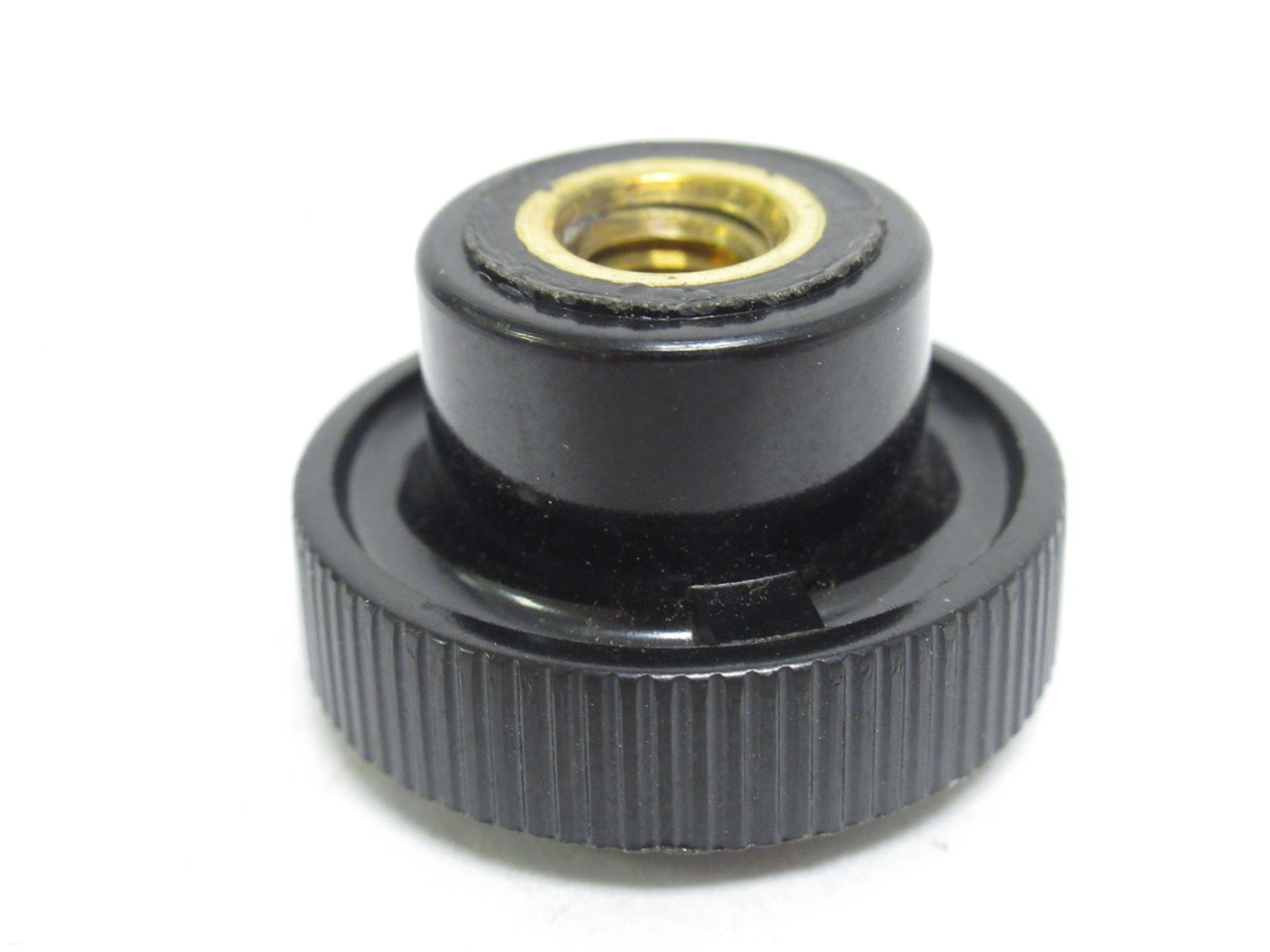 Hayssen 10267A0452; Knurled Plastic Black Knob; 1/4-20 Thread