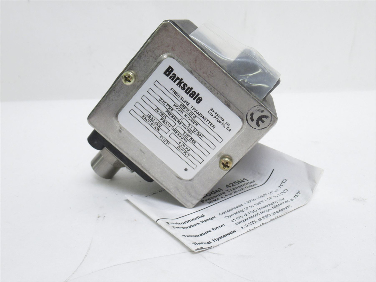 Barksdale 425N1-01-A; Transducer/Transmitter 0-15psi; 12-32VDC