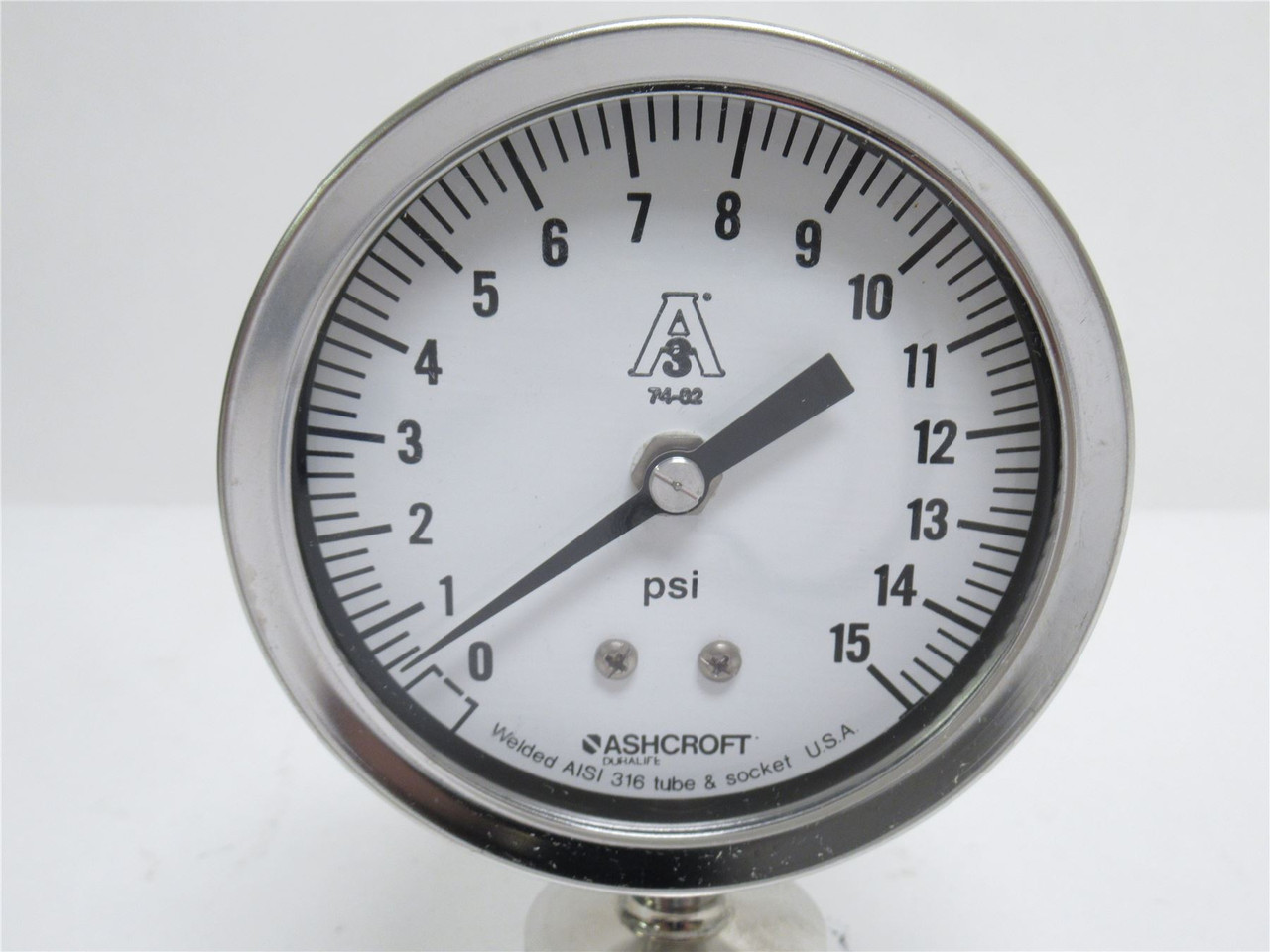Ashcroft 351032515L15; Pressure Gauge; 1-3/4" Clamp; 0-15PSI