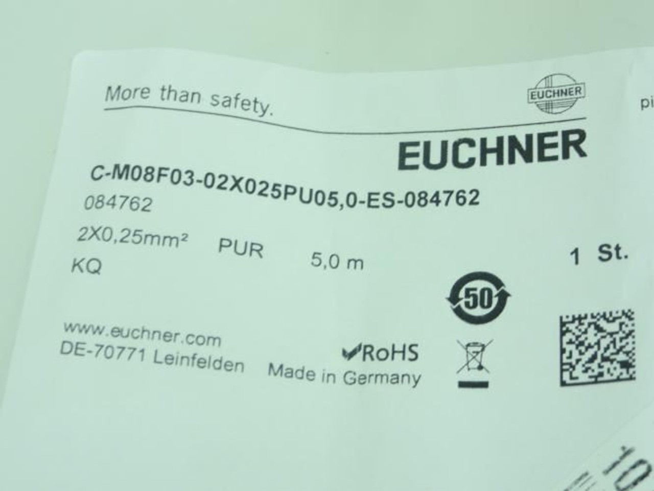 Euchner C-M08F03-02X025PU05;0-ES-084762; M8 Connector Cable