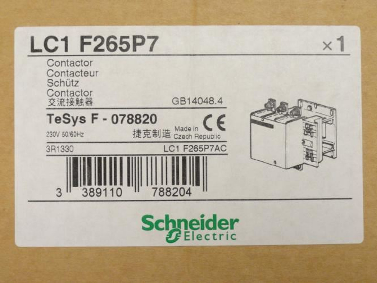 Schneider LC1F265P7; Contactor; 350A; 3P; 600VAC; Coil: 230V
