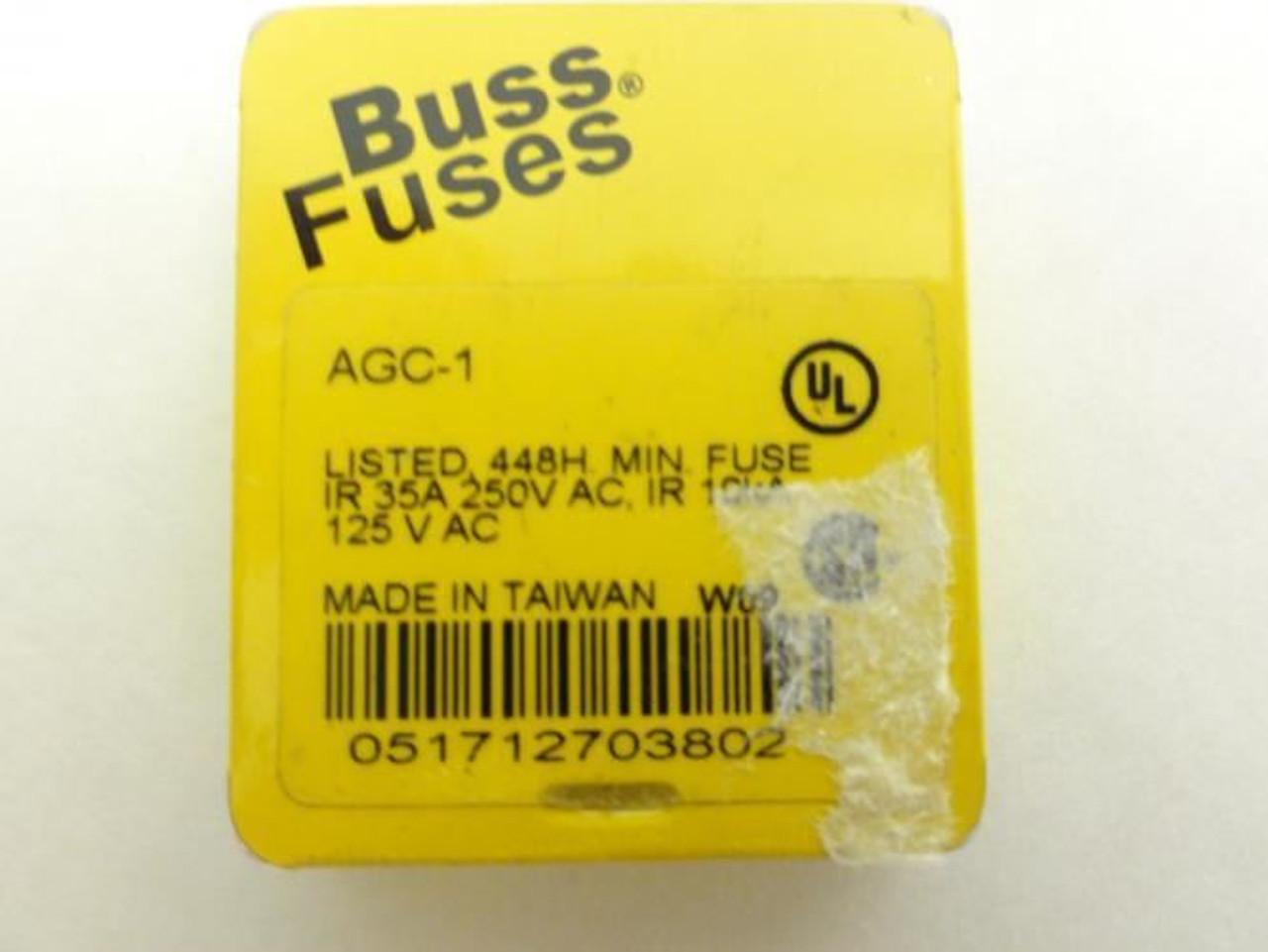 Bussmann AGC-1; Box-4 Fuses; 1A; 250VAC; 125VAC