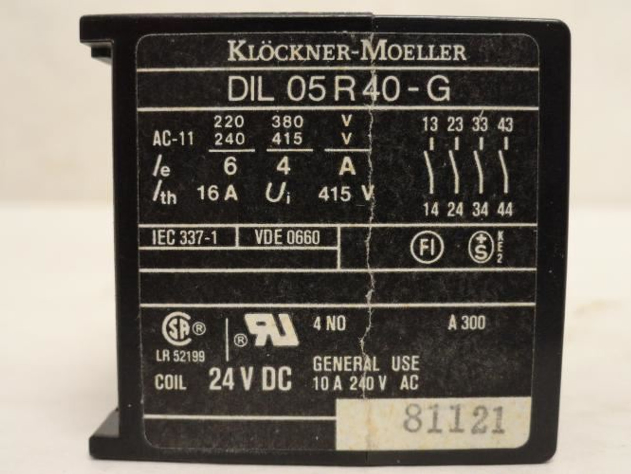 Moeller DIL05R40-G; Terminal Block 24VDC MISSING SCREW