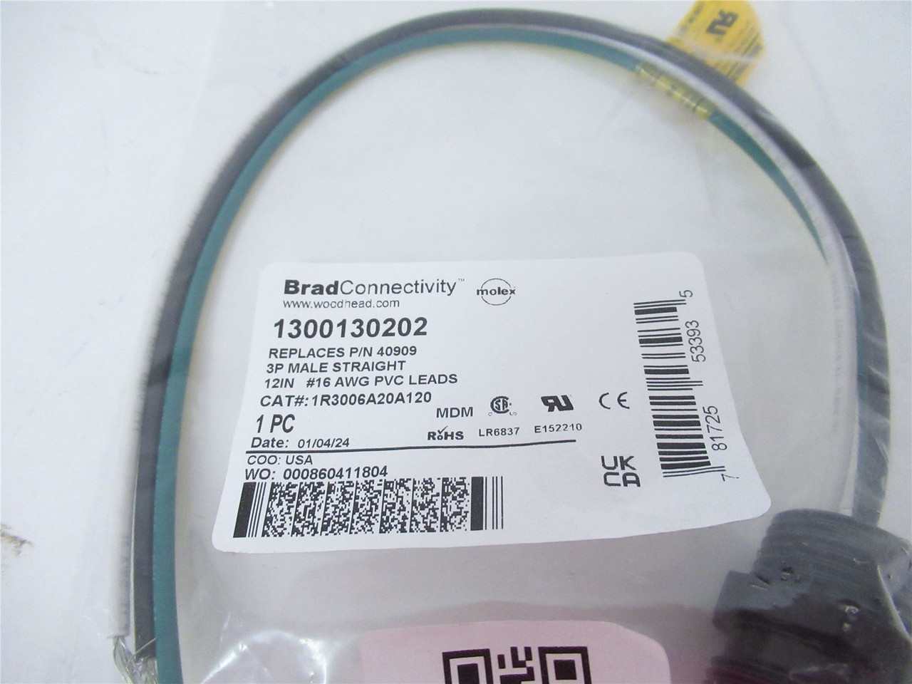 Molex 1300130202; Sensor Cables MC 3P MR 12IN 16/1 PVC