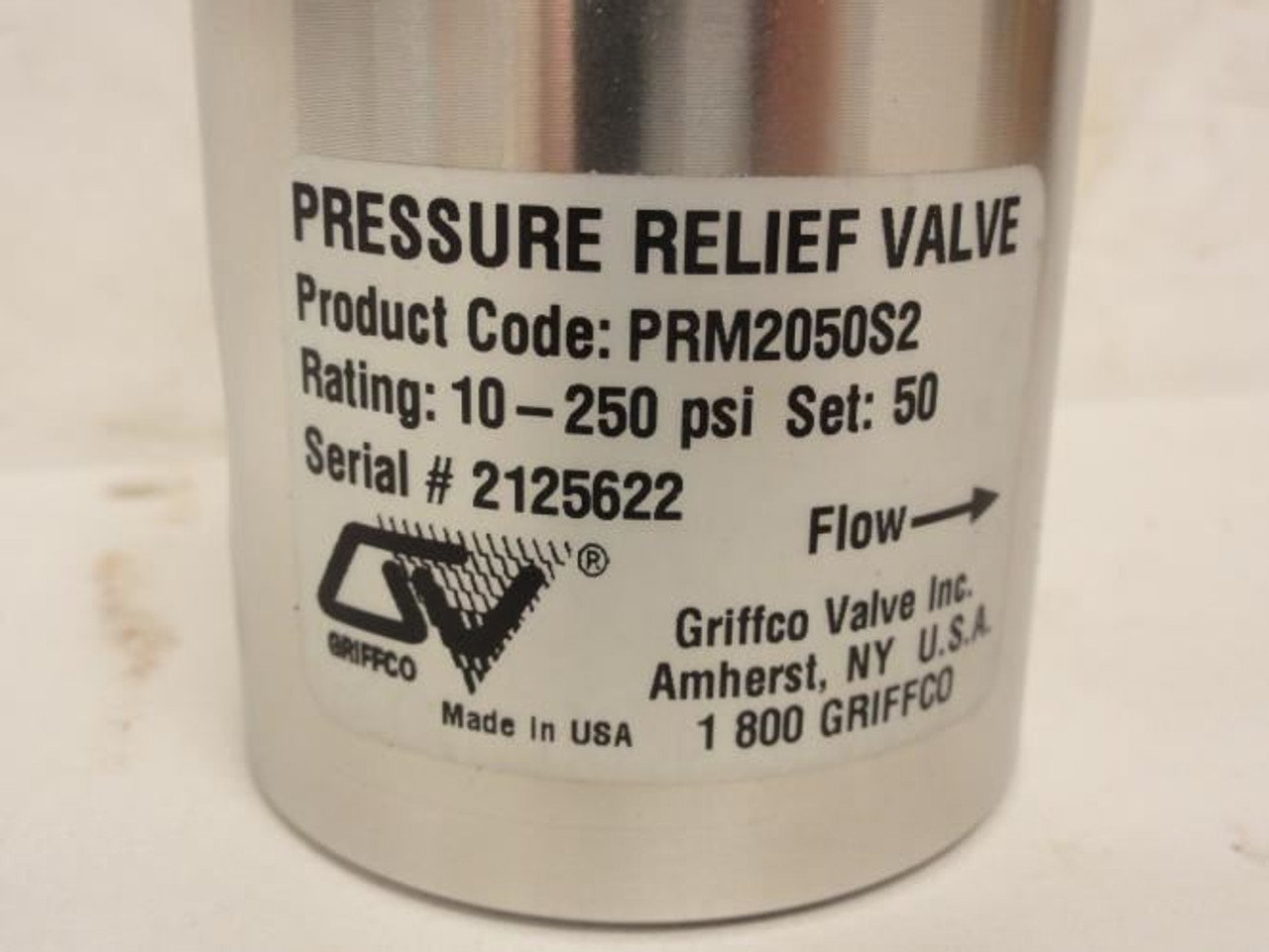 Griffco PRM2050S2; Pressure Relief Valve;10-250PSI; 1/2 FNPT