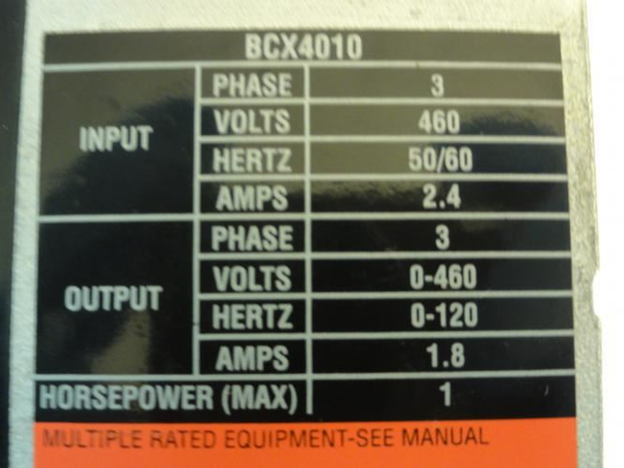 Boston Gear BCX4010; AC Motor Speed Control; 1HP; 460V; 2.4A