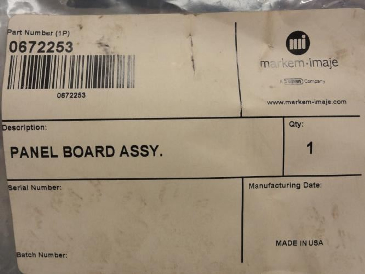Markem-Imaj 672253; Panel Board Assembly 0930G