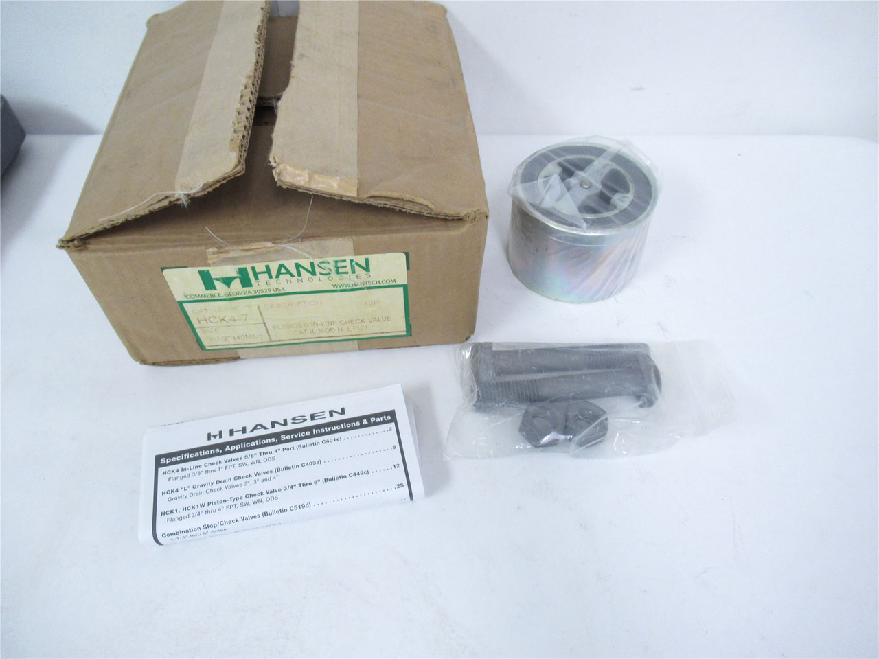 Hansen HCK4-7; Check Valve Flanged In Line 1 1/2" 400 psig