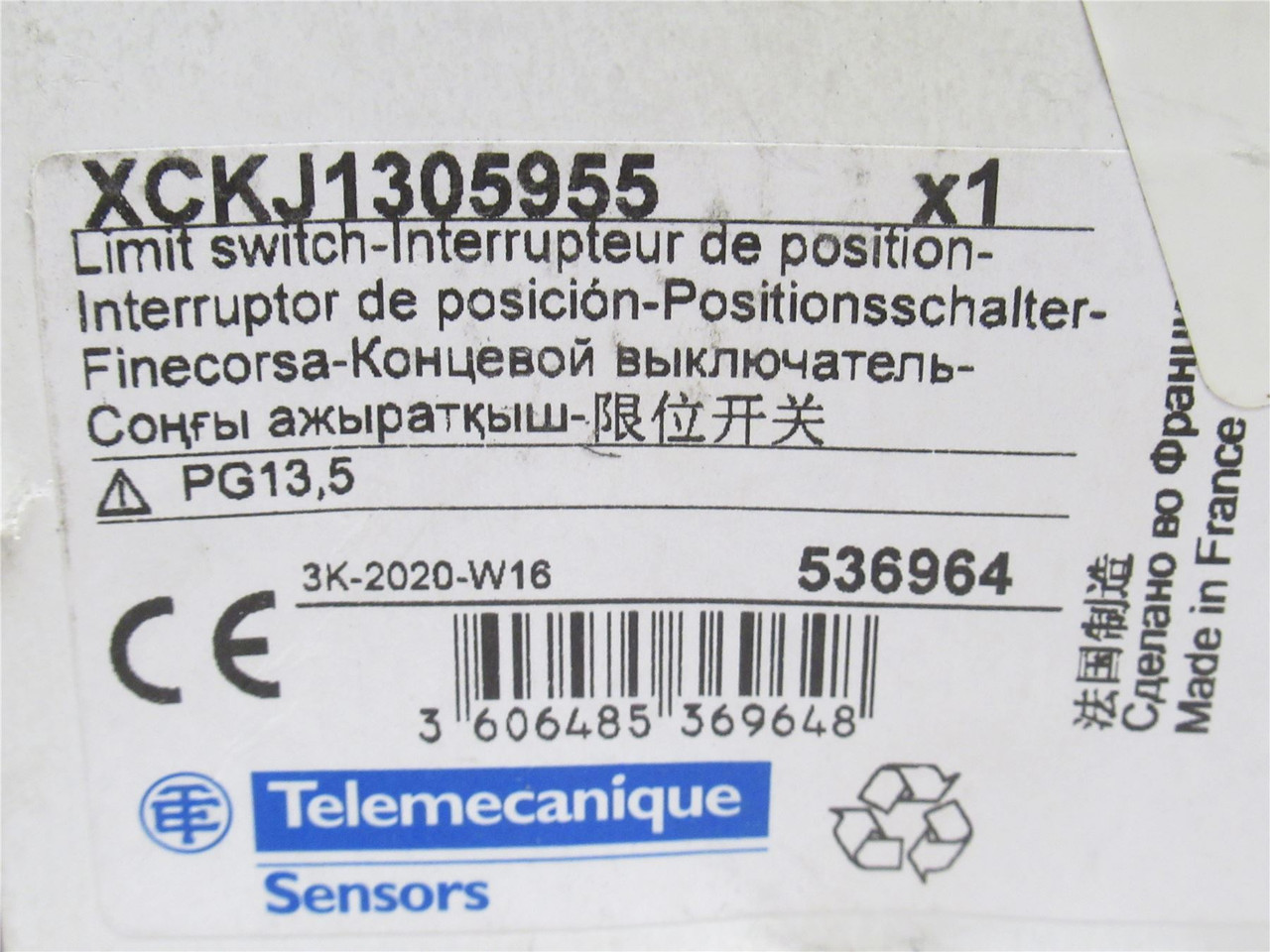 Telemecanique XCKJ1305955; Limit Switch; 3A; 240VAC+OPT