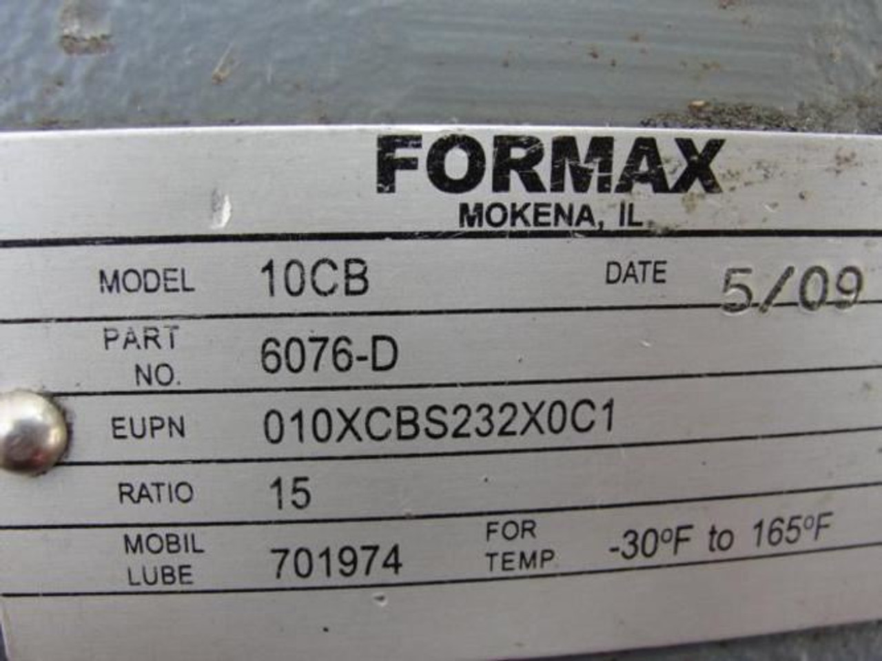 FORMAX 10CB; Gearbox 15:1