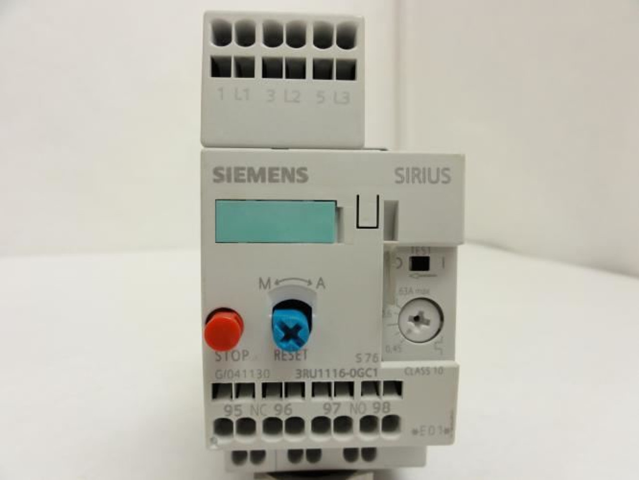 Siemens 3RU1116-0GC1; Overload Relay 0.45~0.63A; 3P; 600VAC