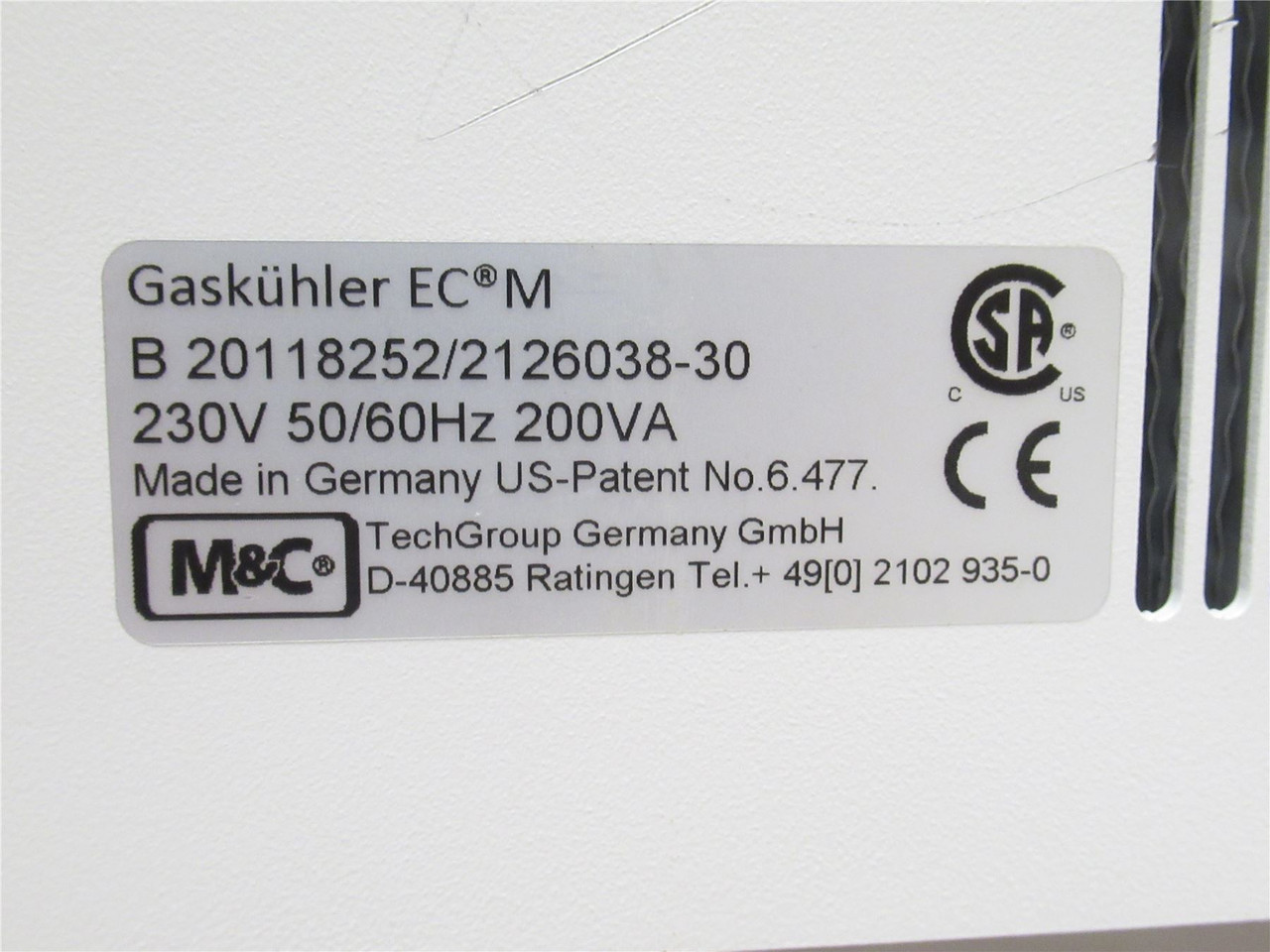 M&C TechGroup ECM-EX2-1; Compressor Gas Cooler; 230VAC; 200VA