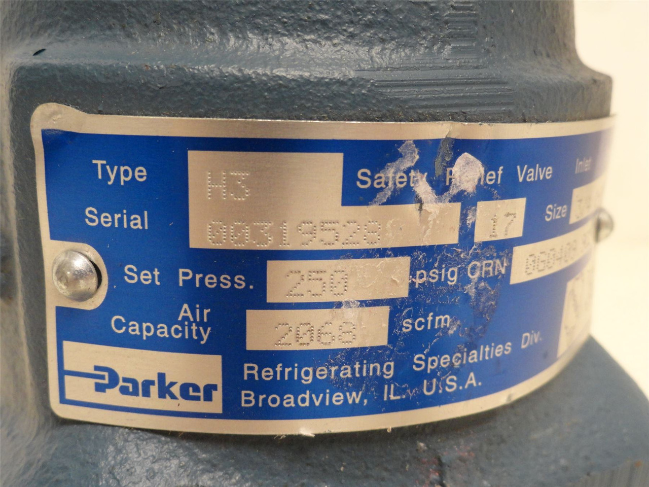 Parker SRV;3/4 H3; Safety ReliefValve 3/4"In 1-1/4"Out 250PSIG