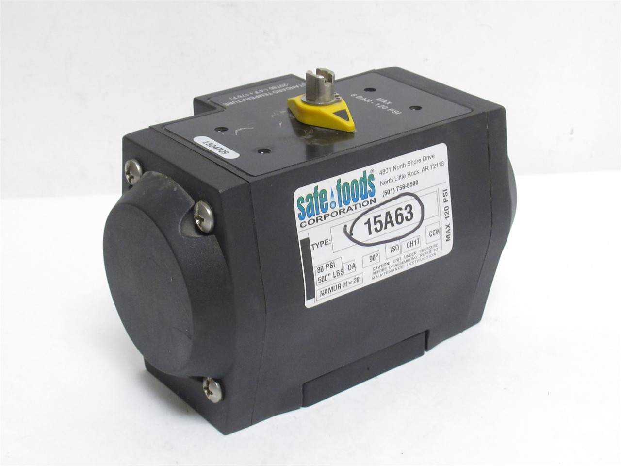 Safe Foods 15A63; Air Actuator; 80PSI; 500LBS; 90Deg