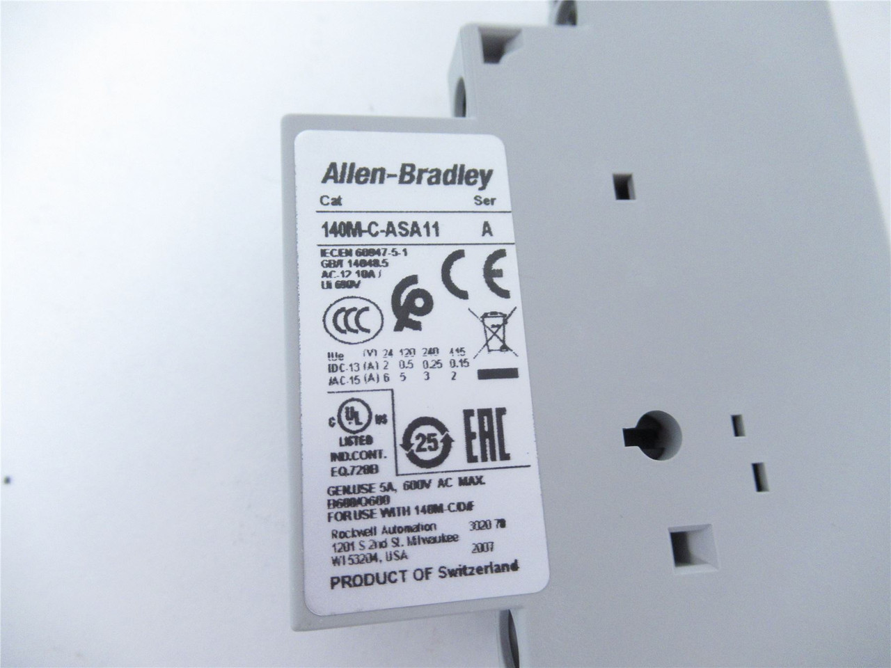 Allen-Bradley 140M-C-ASA11; Contact Auxillary; 2 pole;1NO/INC