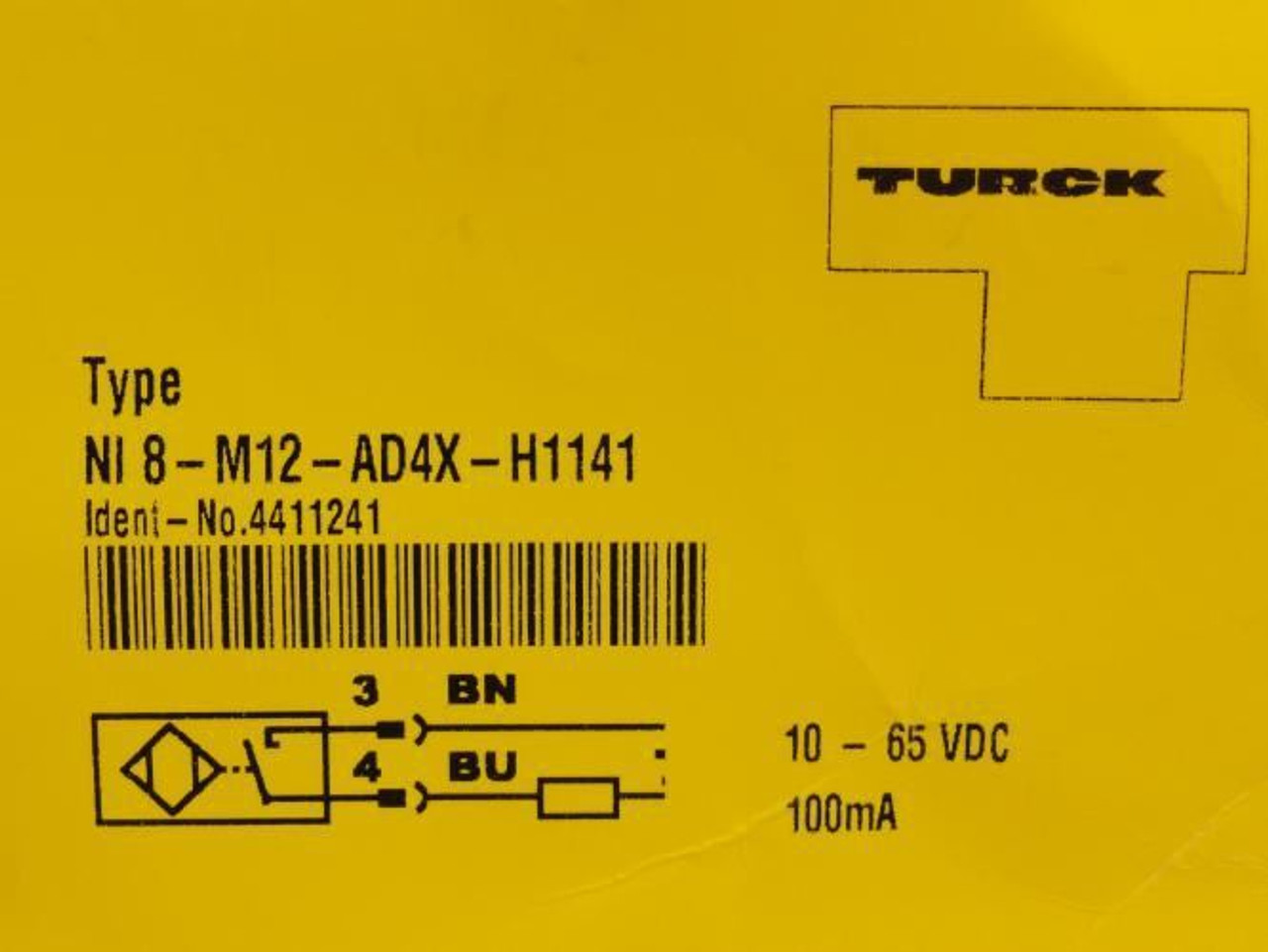 TURCK 4411241; Proximity Sensor; 10~65VDC; NI8M12AD4XH1141