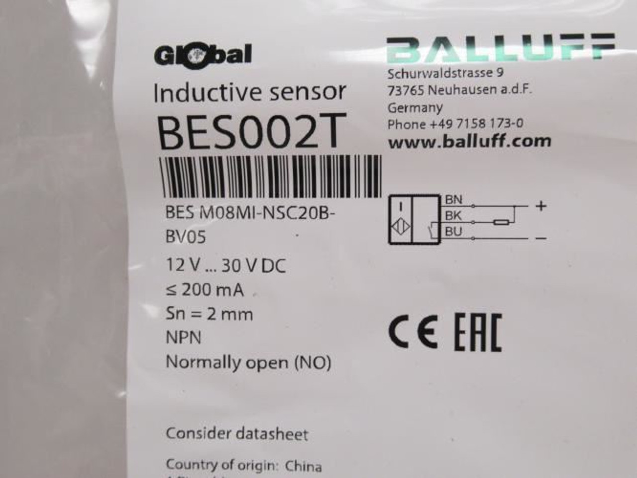 Balluff BES002T; Prox Sensor; 12-30VDC; 200mA
