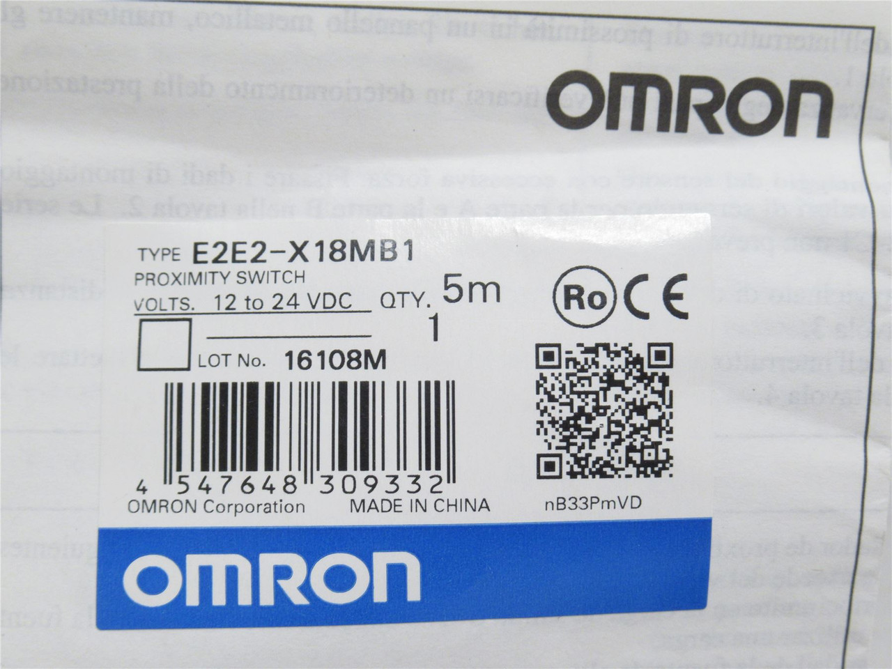 Omron E2E2-X18MB1; Proximity Sensor; 10-55VDC; IP67