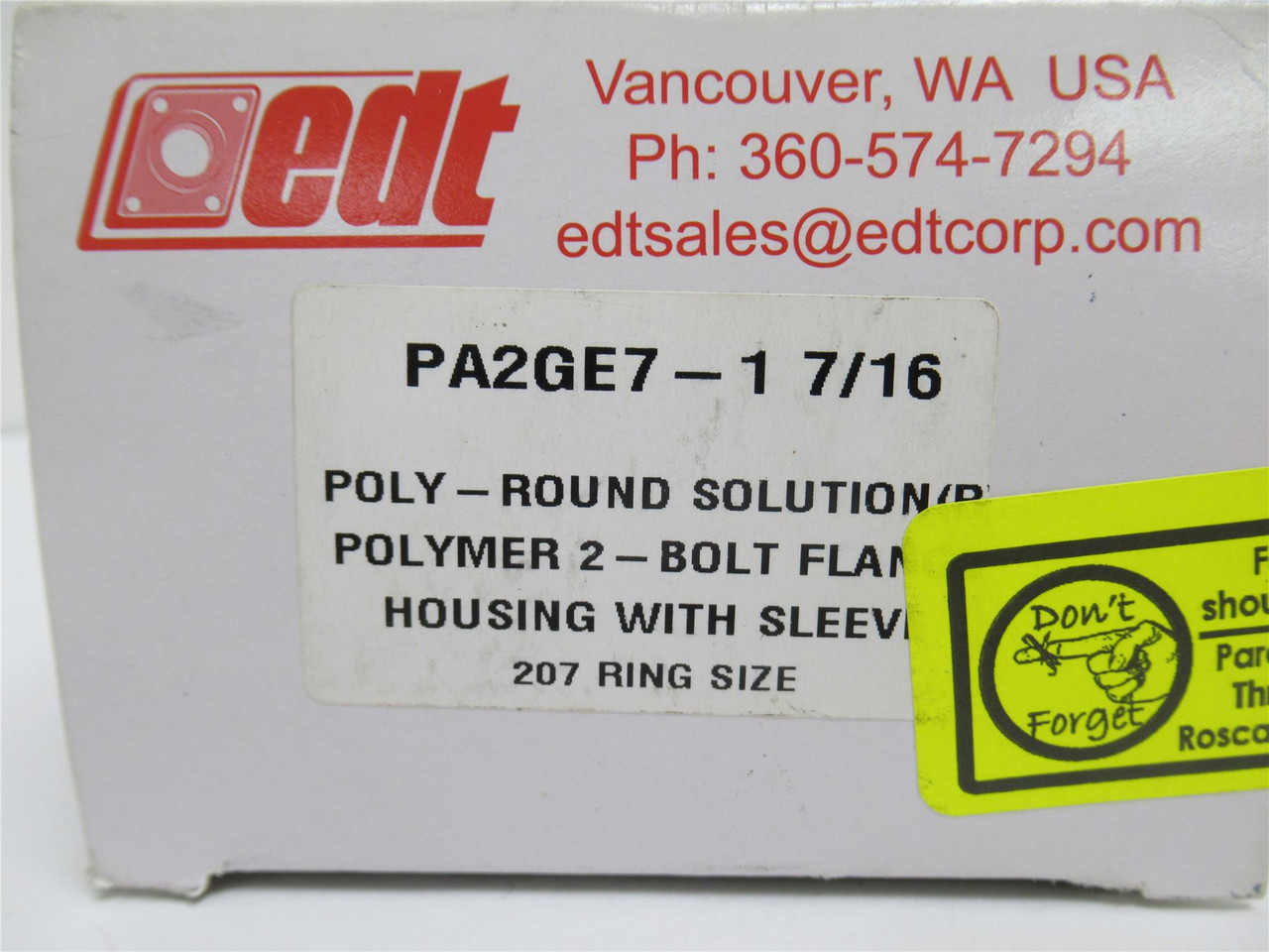 EDT PA2GE7-1 7/16; Poly Flange Bearing; 1-7/16"ID; 2-Bolt