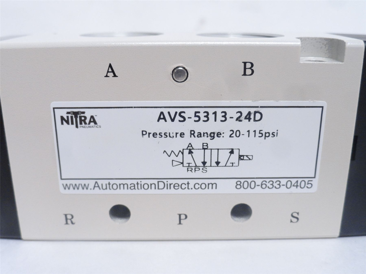 Nitra AVS-5313-24D; Solenoid Valve; 3/8NPT; 20-115PSI; 24VDC
