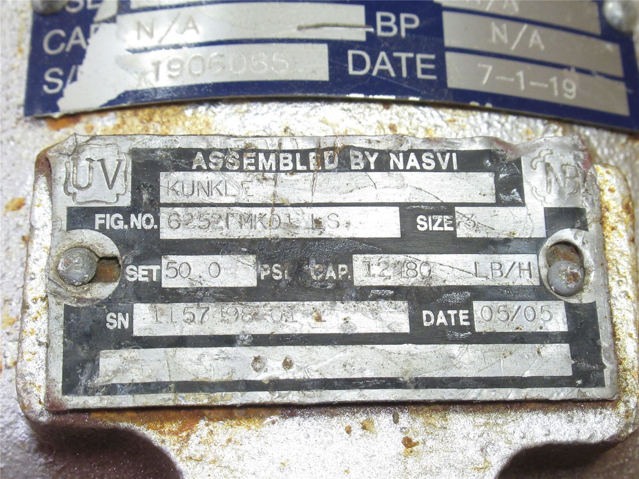 Kunkle 6252FMK01LS; Steam Relief Valve 3x4NPT 50PSIG Rebuilt
